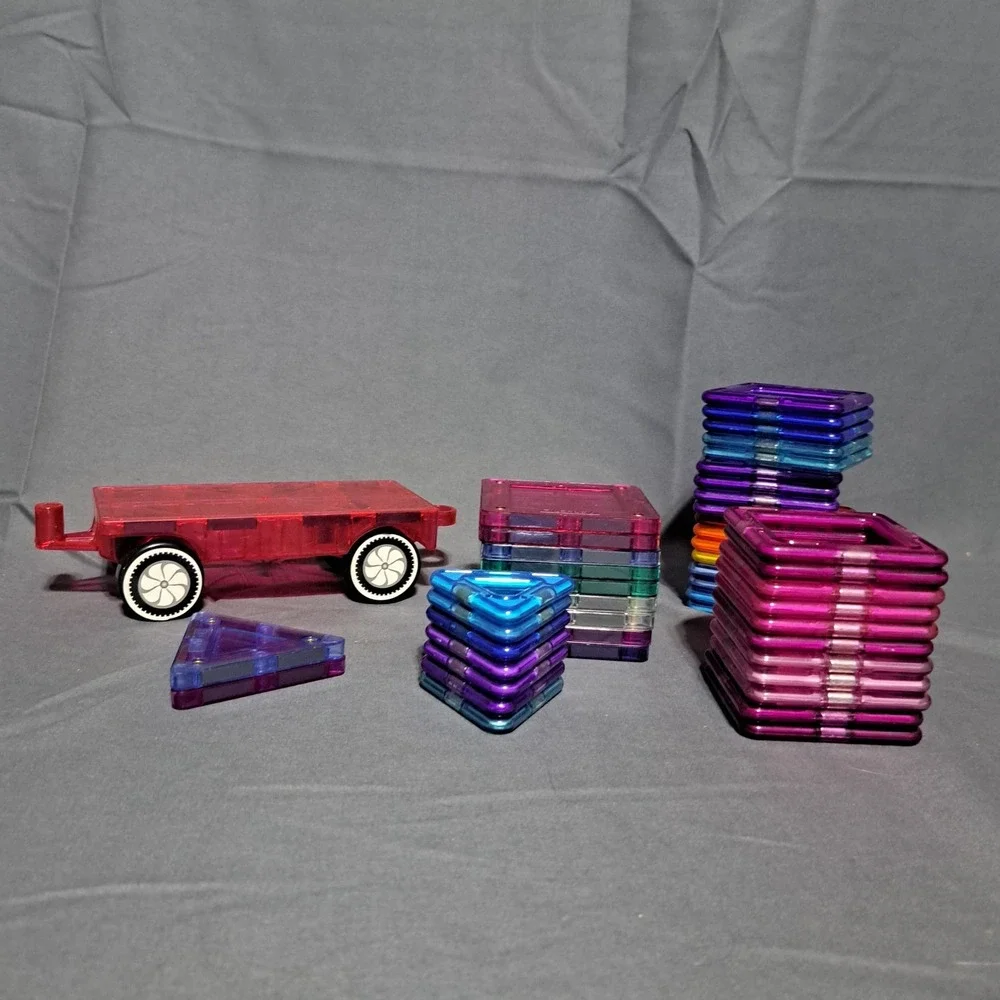 Lot of 47 PC Magnetic Tile Building‎ Blocks Tileblox Magformers